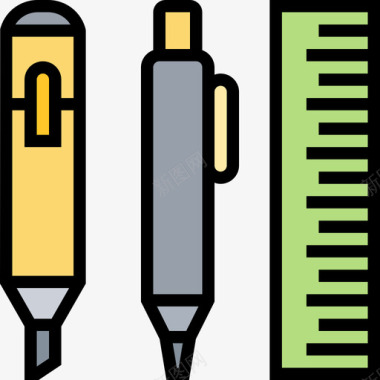 铅笔线手绘铅笔在线教育20线颜色图标图标