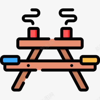 客桌野营桌探险42线性颜色图标图标