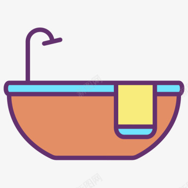 线性装饰浴缸家具装饰4线性颜色图标图标