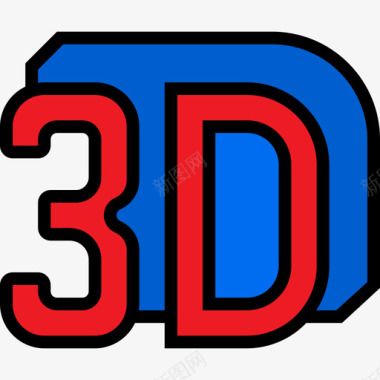 电视3D3d74电影院线性彩色图标图标