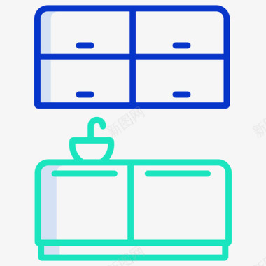 厨房装饰菜厨房家具装饰3轮廓颜色图标图标