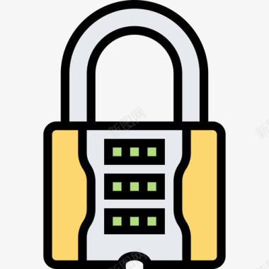 机密挂锁机密信息7线状颜色图标图标