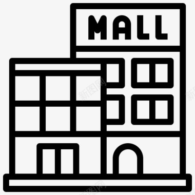 购物中心建筑系列2线性图标图标