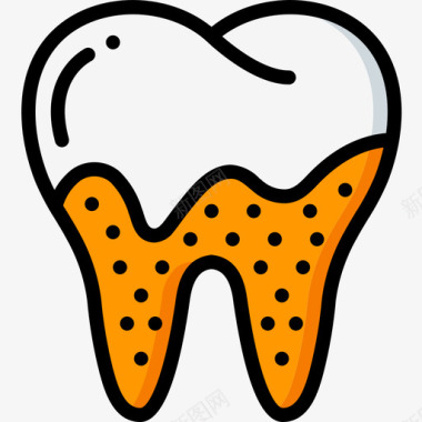 有害菌牙菌斑牙科学8线性颜色图标图标