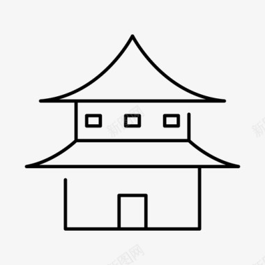 宝塔水墨画城堡建筑宝塔图标图标