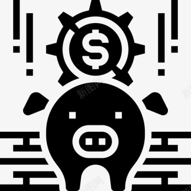 储蓄罐金融科技元素2字形图标图标