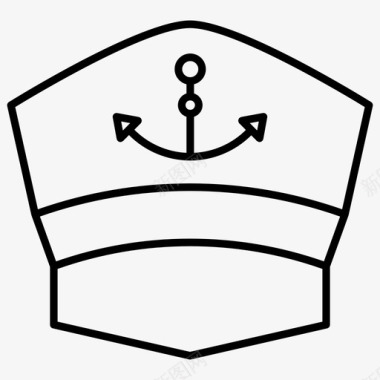 船长帽水手夏季2件装线图标图标