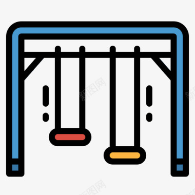 木板秋千秋千城市公园26线性颜色图标图标