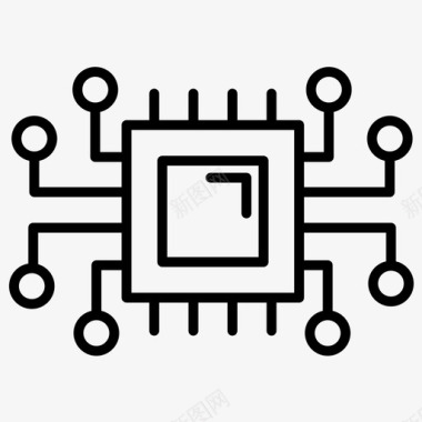粗线条背景处理器集成电路微芯片图标图标