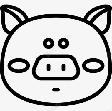 猪可爱的图标2直线型图标