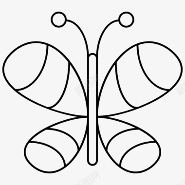 蝴蝶昆虫秋季1px线条图标图标