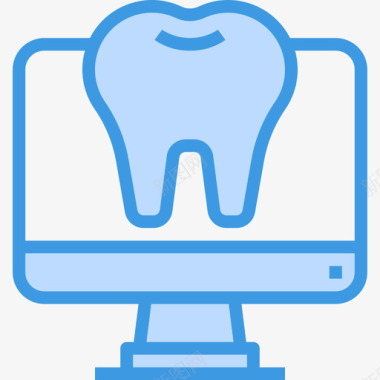 小牙齿检查牙齿34蓝色图标图标