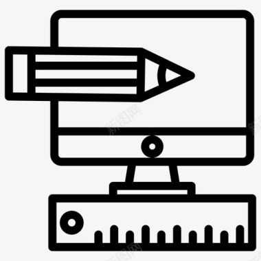 刻度标志监视器笔铅笔图标图标