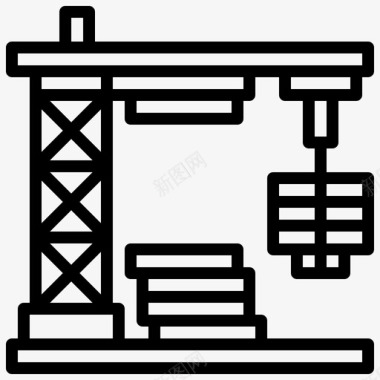 工程素材起重机工程77线性图标图标