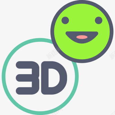 3D立体眼镜3d47电影院线性彩色图标图标