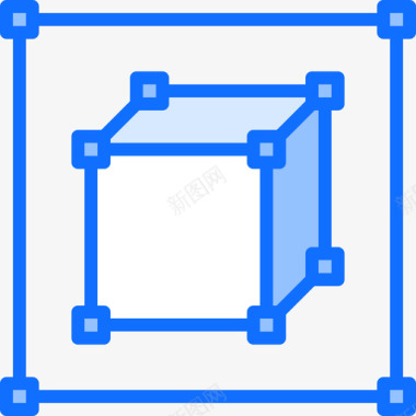 牛3d对象3d打印机3蓝色图标图标