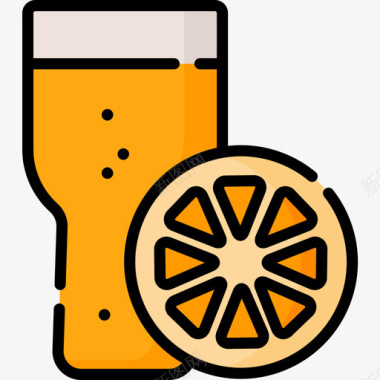 橙色啤酒34线性颜色图标图标