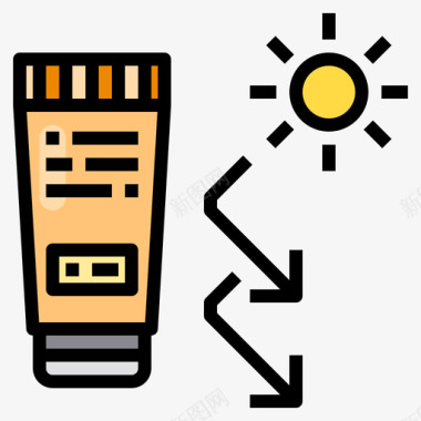 夏季防晒防晒霜夏季115线性颜色图标图标