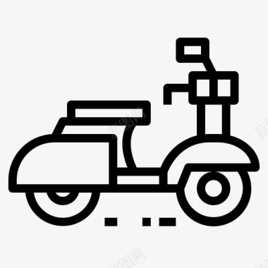 踏板摩托车Vespa5号摩托车直线型图标图标