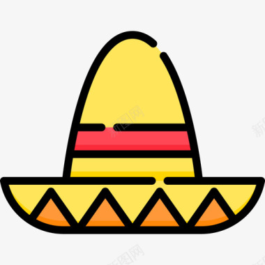 墨西哥帽服装派对32线性颜色图标图标