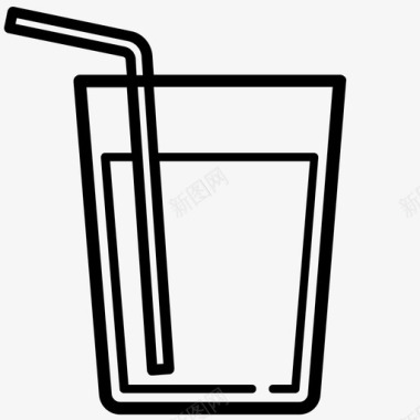带吸管的玻璃饮料玻璃杯图标图标