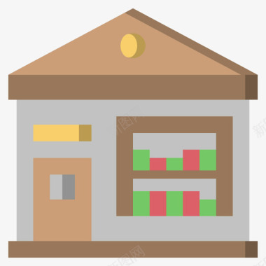 书店建筑系列4公寓图标图标