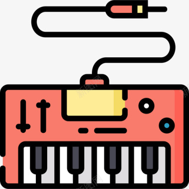 电子键盘音乐86线性彩色图标图标