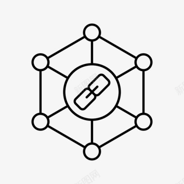 区块链链接构建反向链接链图标图标