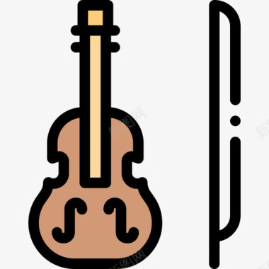 小提琴音乐节36线色图标图标