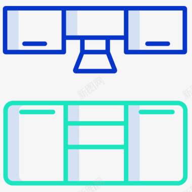 厨房卡通装饰厨房家具装饰3轮廓颜色图标图标