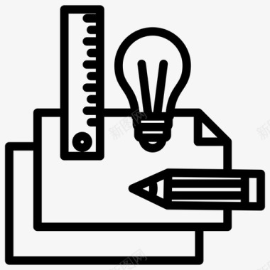 刻度标志文档灯泡铅笔图标图标