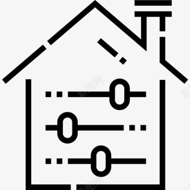 智能家居详情页建筑物智能家居13线性图标图标