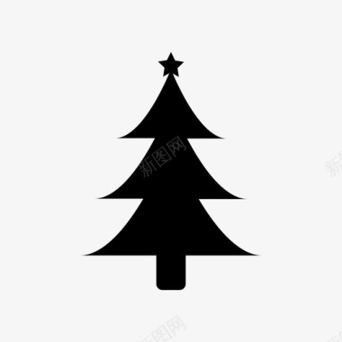 矢量冬天圣诞树礼物节日图标图标