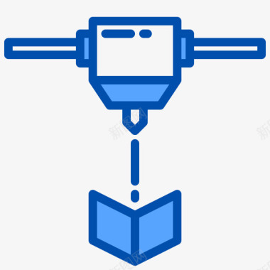 卡通3d3d打印机3d打印3蓝色图标图标