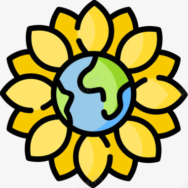 绿色地球地球母亲日4线颜色图标图标