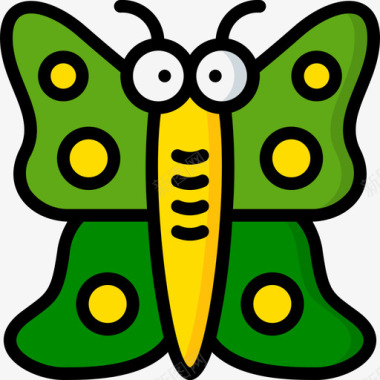 蝴蝶虫虫1线状颜色图标图标