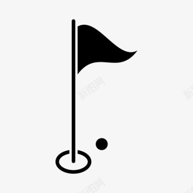 高尔夫高尔夫球洞旗帜运动图标图标