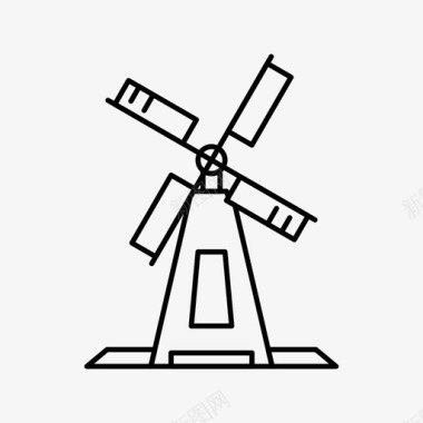 风车荷兰风力发电图标图标