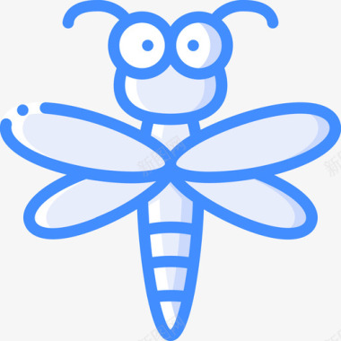 蜻蜓昆虫和昆虫蓝色图标图标