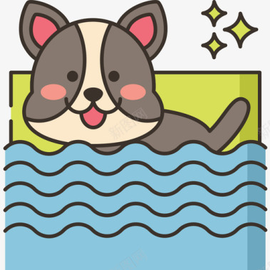 宠物美容水疗宠物美容线性颜色图标图标