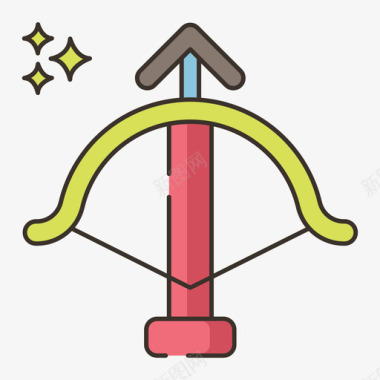 十字背景十字弓皇家战斗线性颜色图标图标