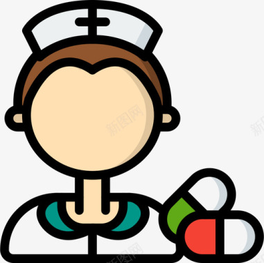 护士护士职业23线性肤色图标图标