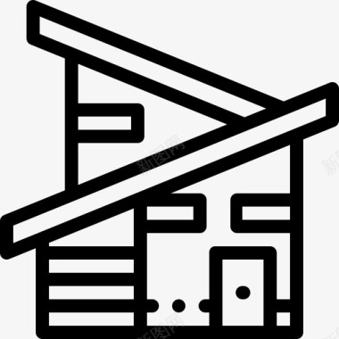 现代住宅房屋类型22直线型图标图标