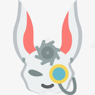 兔子面具蒸汽朋克3扁平图标图标
