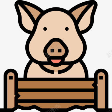 猪养殖46头线色图标图标
