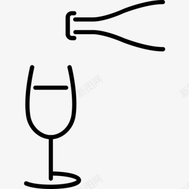 一瓶带玻璃的葡萄酒含酒精的图标图标