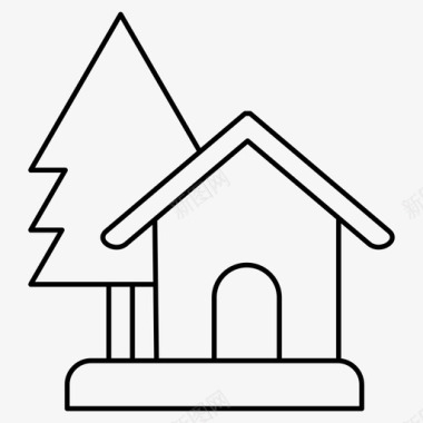 家房子松树图标图标