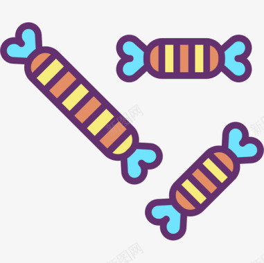 糖果平底糖果派对和庆典23线性颜色图标图标