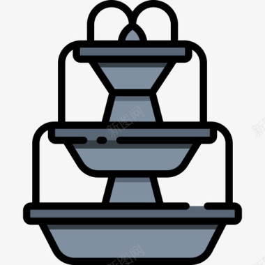 公园喷泉喷泉82春天线性颜色图标图标