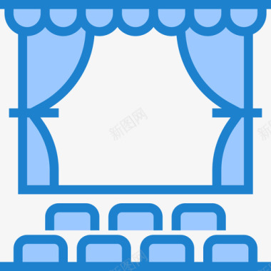 播放电影图标观众电影院69蓝色图标图标